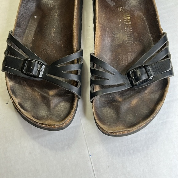 BIRKENSTOCK NAHUM BLACK OILED LEATHER ANKLE STRAPS WOMENS SANDAL SZ 40 - Picture 2 of 11
